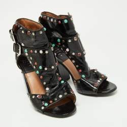 Laurence Dacade Black Patent Leather Stappy Open Toe Sandals Size 40