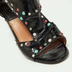 Laurence Dacade Black Patent Leather Stappy Open Toe Sandals Size 40