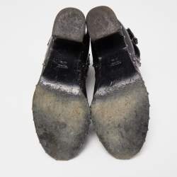 Pre Owned Laurence Dacade Black Leather Studded Ankle Boots Size 37.5