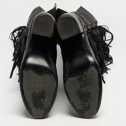 Pre Owned Laurence Dacade Black Leather Cowboy Knee Length Boots Size 38