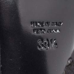 Pre Owned Laurence Dacade Bronze/Black Glitter and Leather Ankle Strap Sandals Size 39.5