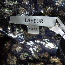 Layeur Metallic Fil Coupe Belted Tunic Top & Maxi Skirt L