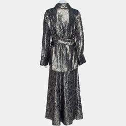 Layeur Metallic Fil Coupe Belted Tunic Top & Maxi Skirt L
