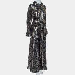 Layeur Metallic Fil Coupe Belted Tunic Top & Maxi Skirt L