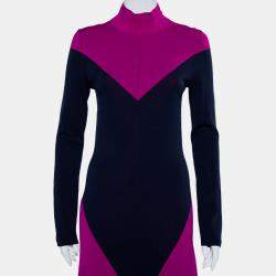 Pre Owned Layeur ColorBlock Knit High Neck Maxi Dress M