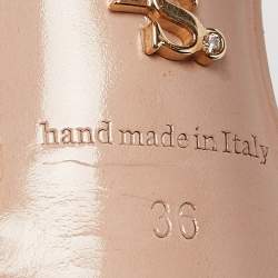 Pre Owned Le Silla Brown Suede Crystal Embellished Platform Ankle Strap Sandals Size 36