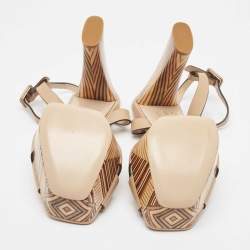 Le Silla Beige Leather Ankle Strap Platform Sandals Size 39