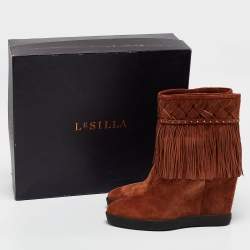 Le Silla Brown Suede Ankle Length Boots Size 36