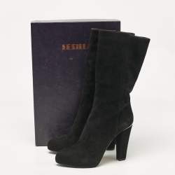 Le Silla Black Suede Calf Length Boots Size 41