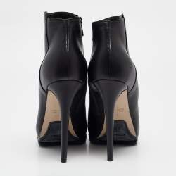 Le Silla Black Leather Pointed Toe Ankle Booties Size 40