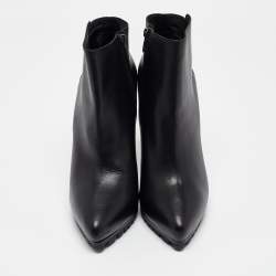Le Silla Black Leather Pointed Toe Ankle Booties Size 40