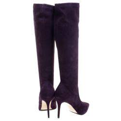 Pre Owned Le Silla Purple Stretch Velour Knee High Pointed Toe Boots Size 40