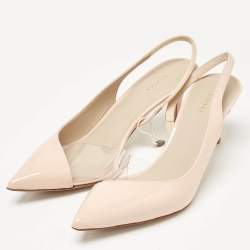 Le Silla Pink Patent Leather and PVC Slingback Pumps Size 39