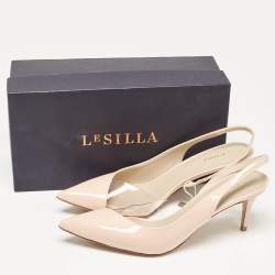 Le Silla Pink Patent Leather and PVC Slingback Pumps Size 39