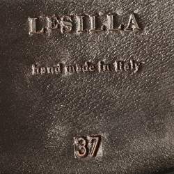 Pre Owned Le Silla Brown Laser Cut Suede Whipstitched Knee Length Boots Size 37