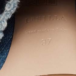 Pre Owned Le Silla Blue Denim Andy Knee Length Boots Size 37