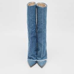 Pre Owned Le Silla Blue Denim Andy Knee Length Boots Size 37