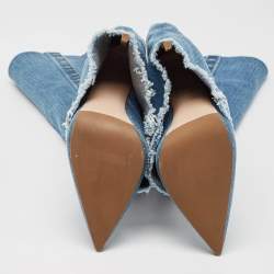 Pre Owned Le Silla Blue Denim Andy Knee Length Boots Size 37