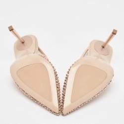 Pre Owned Le Silla Rose Gold Leather and Mesh Gilda Slingback Pumps Size 38