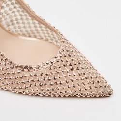 Pre Owned Le Silla Rose Gold Leather and Mesh Gilda Slingback Pumps Size 38