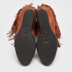 Le Silla Brown Suede Fringe Ankle Boots Size 38.5