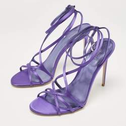 Pre Owned Le Silla Purple Satin Ankle Strap Sandals Size 40.5