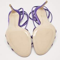 Pre Owned Le Silla Purple Satin Ankle Strap Sandals Size 40.5