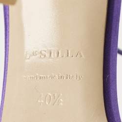 Pre Owned Le Silla Purple Satin Ankle Strap Sandals Size 40.5