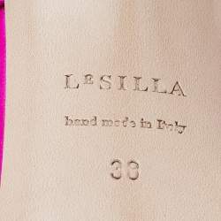 Le Silla Pink Satin Rose Embroidered Slide Sandals Size 38