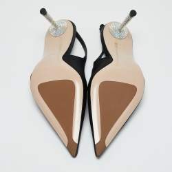 Le Silla Black Bella Satin Slingback Pumps Size 41