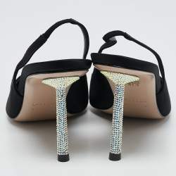 Le Silla Black Bella Satin Slingback Pumps Size 41