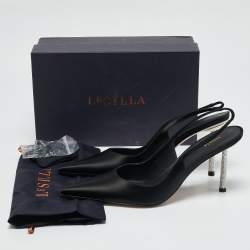Le Silla Black Bella Satin Slingback Pumps Size 41