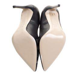 Le Silla Black Crystal Embellished Leather Pointed Toe Pumps Size 37.5
