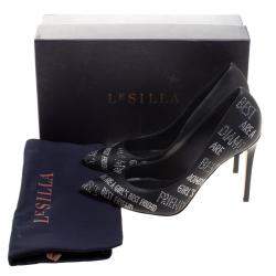 Le Silla Black Crystal Embellished Leather Pointed Toe Pumps Size 37.5