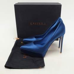 Le Silla Blue Satin Uma Platform Pumps Size 38