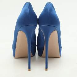Le Silla Blue Satin Uma Platform Pumps Size 38