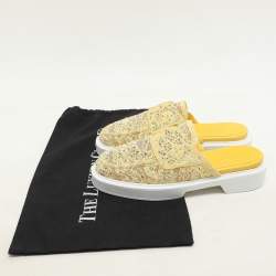Le Silla Yellow Lace Crystals Embellished Yacht Mules Size 37