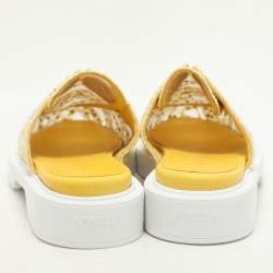 Le Silla Yellow Lace Crystals Embellished Yacht Mules Size 37