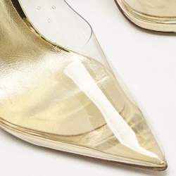 Le Silla Transparent/Gold PVC and Leather Petalo Pumps Size 38.5