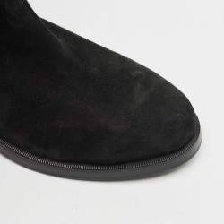 Le Silla Black Suede Fringe Trim Knee Length Boots Size 37.5