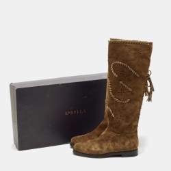 Le Silla Brown Suede Tassel Detail Knee Length Boots Size 40