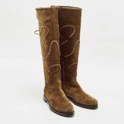 Le Silla Brown Suede Tassel Detail Knee Length Boots Size 40