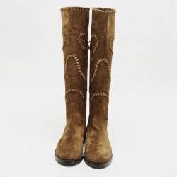 Le Silla Brown Suede Tassel Detail Knee Length Boots Size 40
