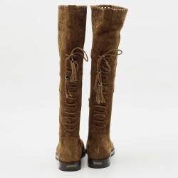 Le Silla Brown Suede Tassel Detail Knee Length Boots Size 40