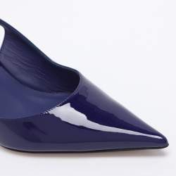 Pre Owned Le Silla Blue Patent Leather Bella Slingback Pumps Size 42