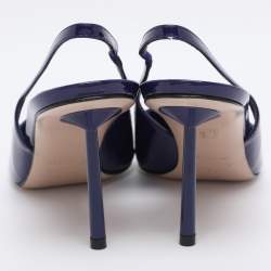 Pre Owned Le Silla Blue Patent Leather Bella Slingback Pumps Size 42