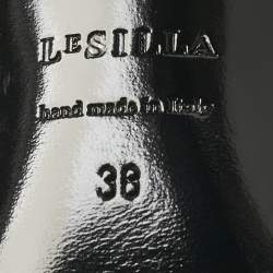 Pre Owned Le Silla Black Croc Embossed Patent Leather  Bella Slingback Pumps Size 38