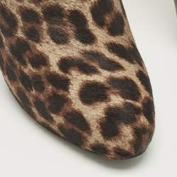 Pre Owned Le Silla Brown/Black Calf Hair and Leather Ankle Booties Size 38.5