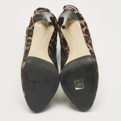Pre Owned Le Silla Brown/Black Calf Hair and Leather Ankle Booties Size 38.5