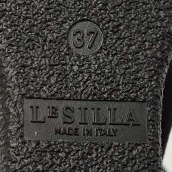 Pre Owned Le Silla Black Suede Fringe Wedge Ankle Boots Size 37